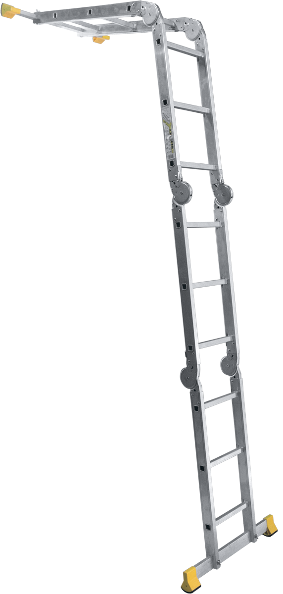 Четырехсекционная шарнирная лестница-трансформер Алюмет Т4, алюминий - фото